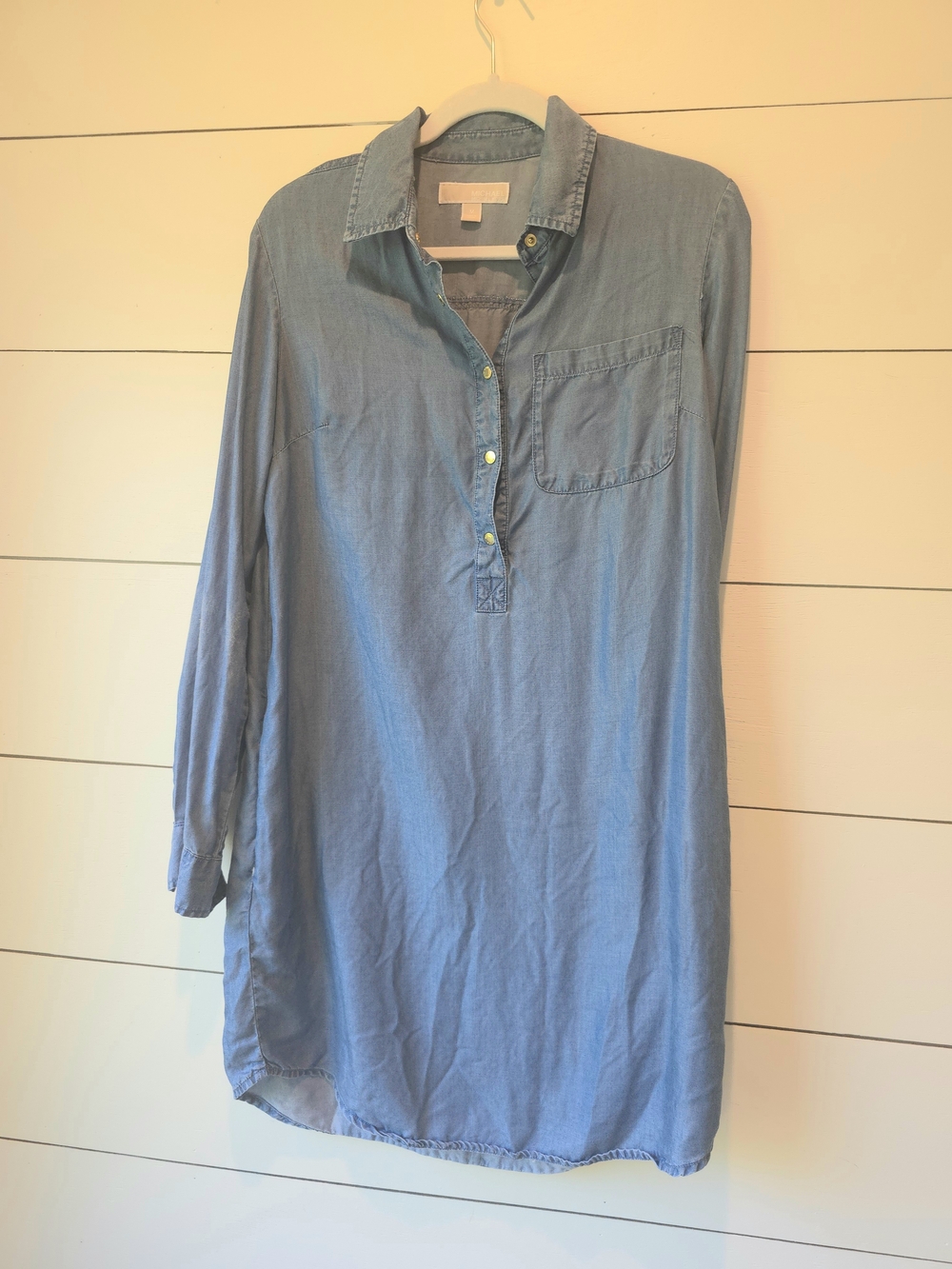 Michael Kors Light Blue Denim Midi Shirt Dress